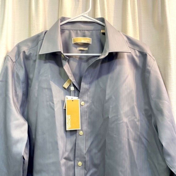 NWT Michael Michael Kors Steel Gray Slim Fit Non Iron Long Sleeve Button Down - Picture 2 of 12